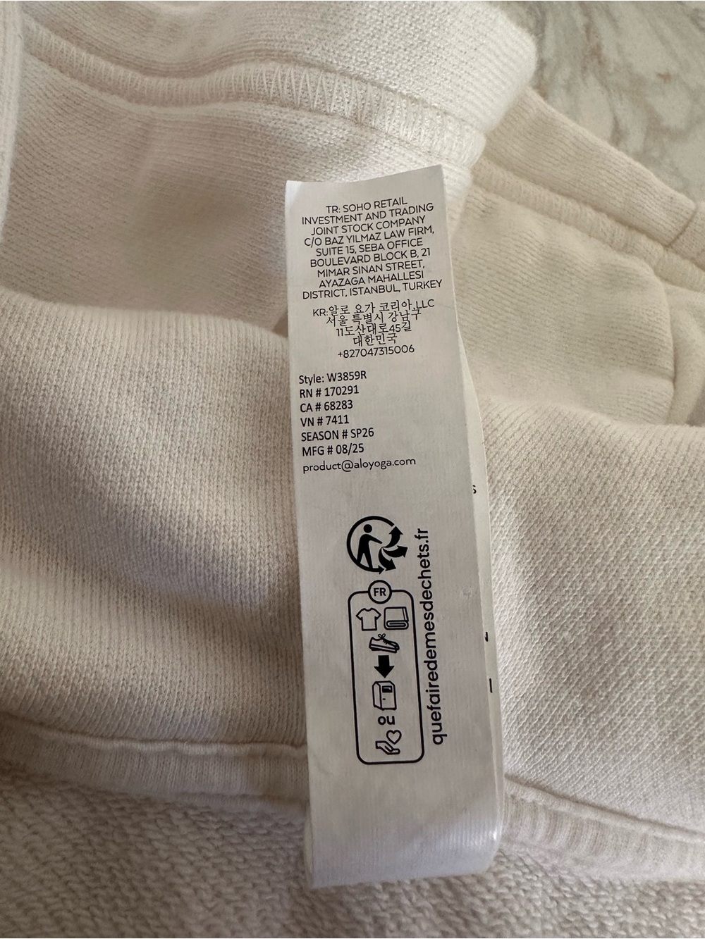 Alo Yoga Sweet Escape Zip Up Hoodie Ivory Cropped Full Zip Sweatshirt Small - Picture 14 of 14